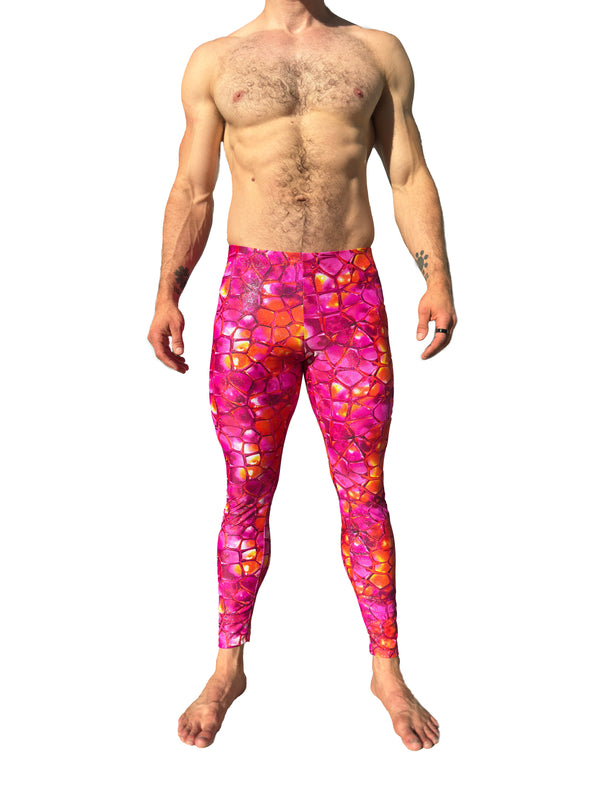 Nonsensical Pink Sample Sale - Geo Fractal / Turtle Shell / Sparkle Pants - Men's Leggings