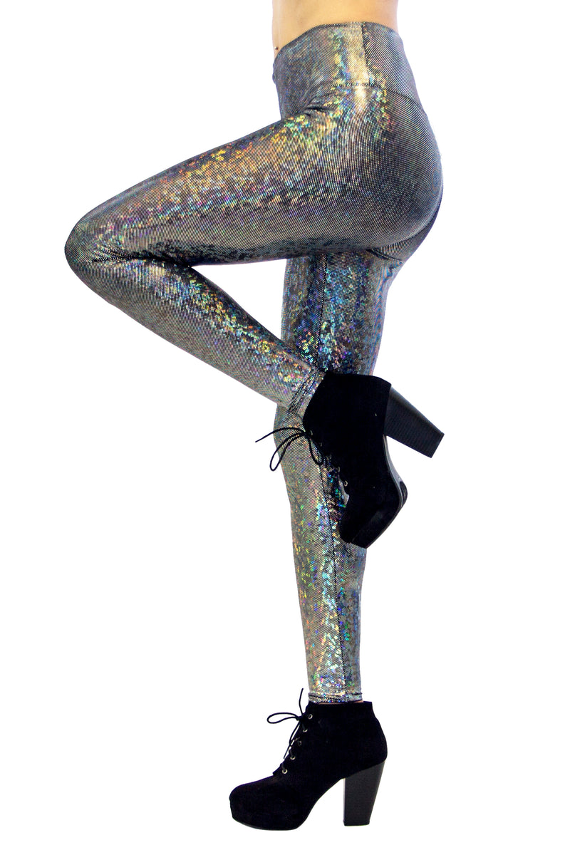 Women's Silver Disco Ball Holographic Leggings // Shiny Disco Ball Dance  Pants -  Denmark