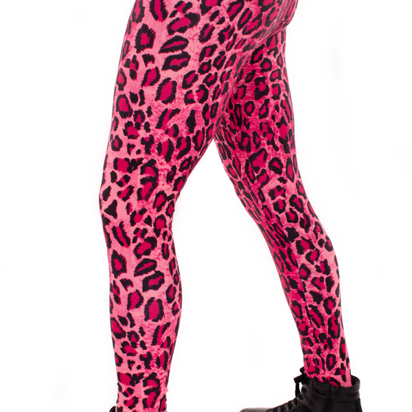 Leopard Pink Animal Print Meggings - Mens Party Leggings – Funstigators