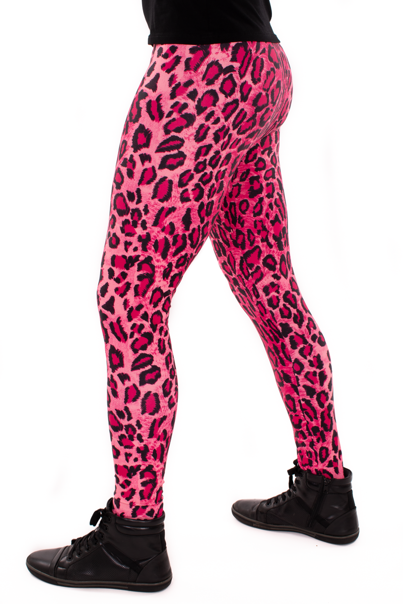 Leopard Leggings, Pink Leopard Print Leggings, Leopard Work Out Clothes
