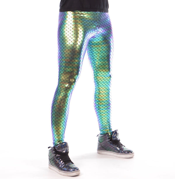 UV Space Men's Leggings // UV Reactive Black Light Galaxy Meggings //  Revolver Fashion Burning Man Men's Costume Universe Meggings 