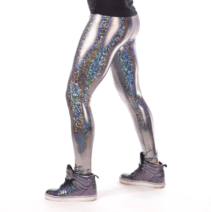 Ladies Full length Spandax Metallic Silver Leggings in Sizes M And L