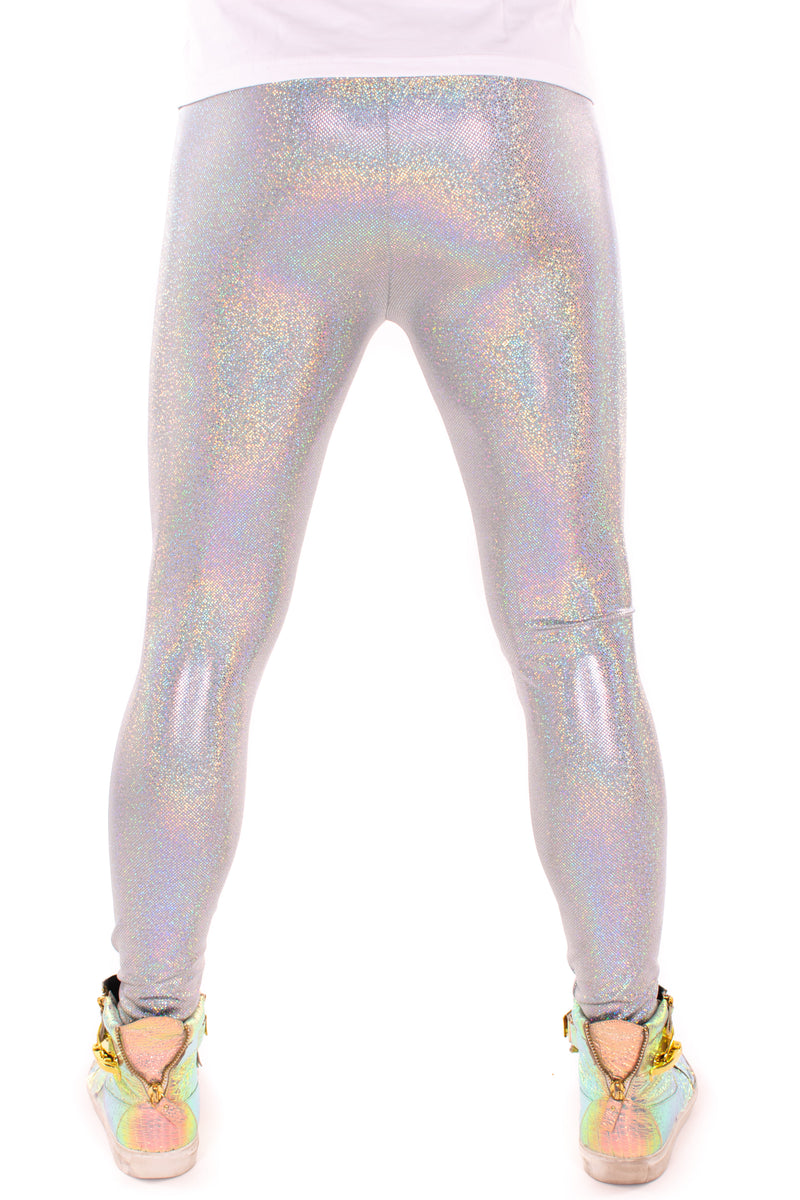 4 Pocket Disco White Flare Pants - White Disco Ball Men's Holographic –  Funstigators