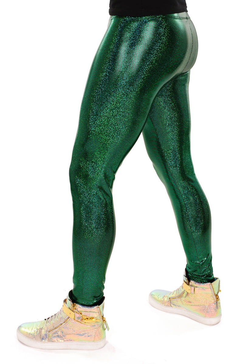 inhzoy Mens Shiny Metallic Fashion Dance Pants Holographic