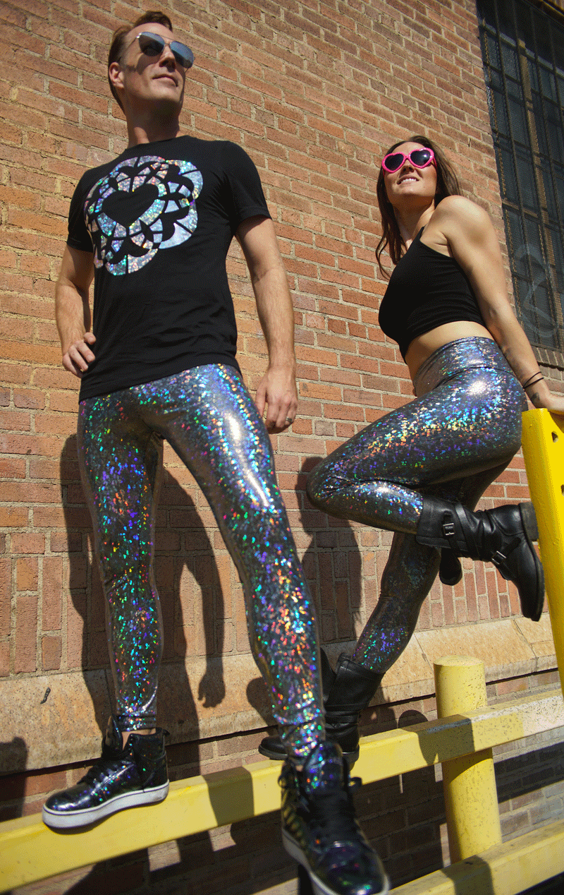 Revolver Fashion / Funstigators Festival Clothing: Men's Holographic Disco  Meggings - Made in USA