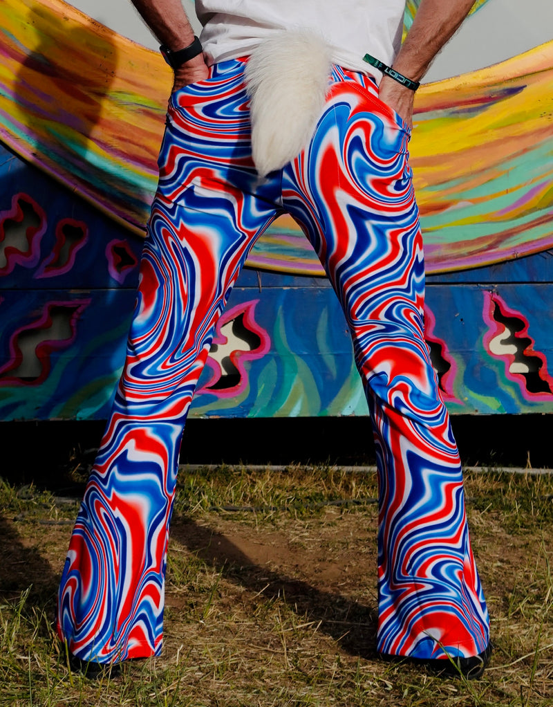 4 Pocket Funky Swirl Flare Pants - Men's Hippie Trippy Psychedelic Bel –  Funstigators