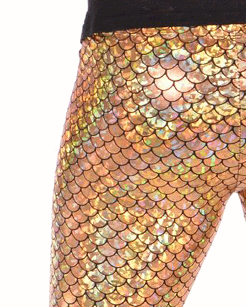 HOLOGRAPHIC GOLD MEGGINGS WITH POCKETS / MEN'S LEGGINGS – MADWAG Clothing