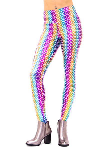 Women's Rainbow Mermaid Leggings: Holographic - Rainbow Rush Dance ...